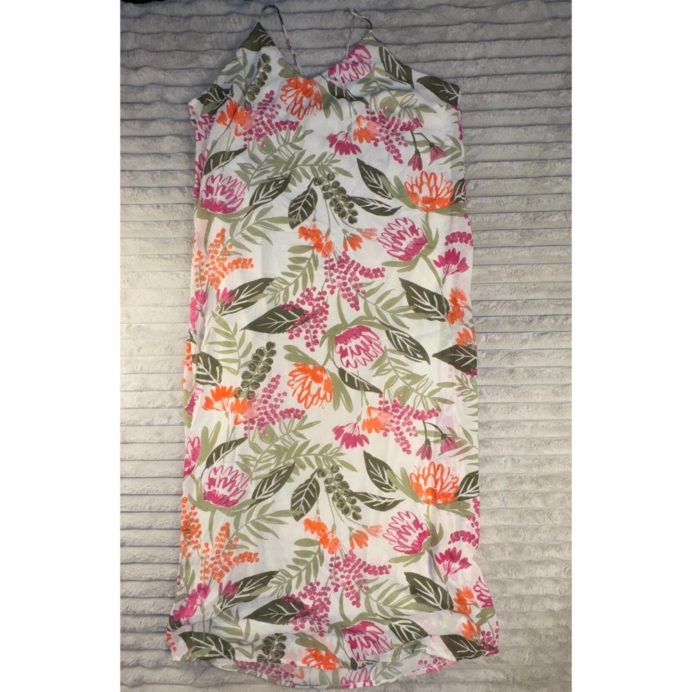 Old Navy Dress Womens 2XL Maxi White Floral Vacay Resort Wear Spaghetti‎ Strap - Picture 4 of 13
